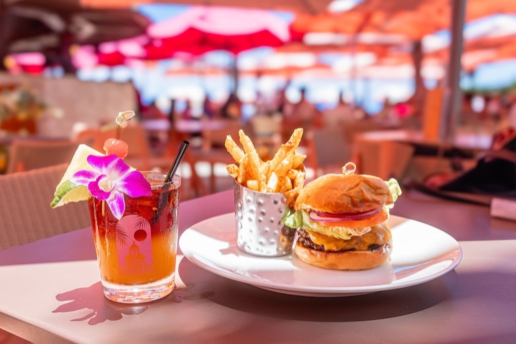 Smashed Double Burger and Royal Hawaiian Mai Tai 