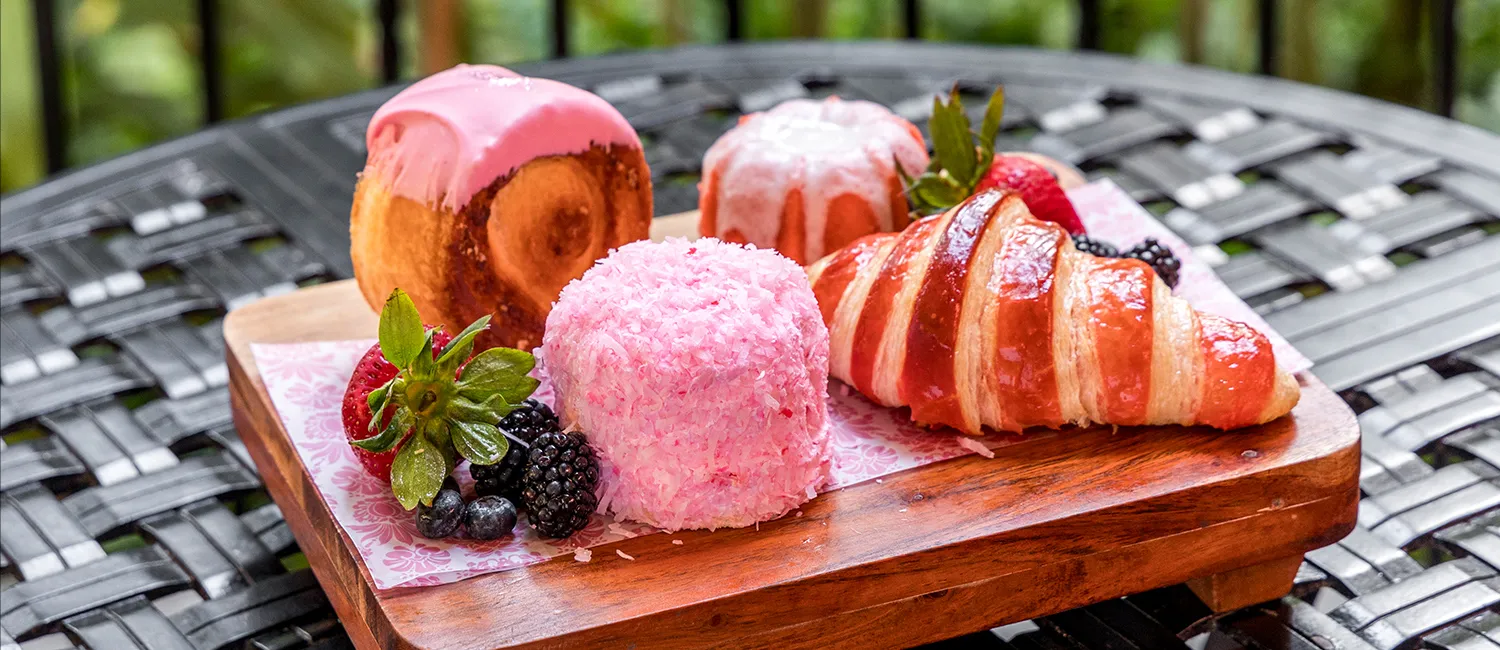 Assorted pink pastries from Royal Hawaiian Bakery