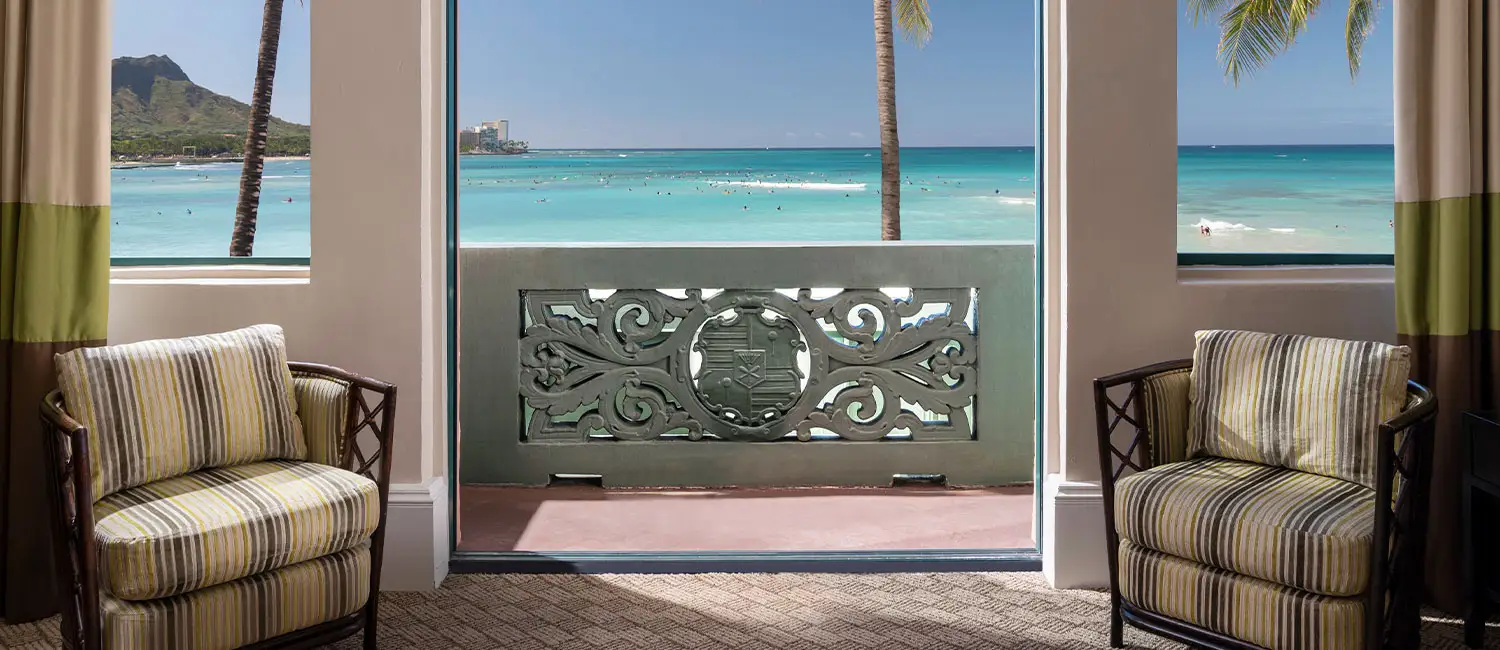 View of Diamond Head and Waikiki Beach from the window.
